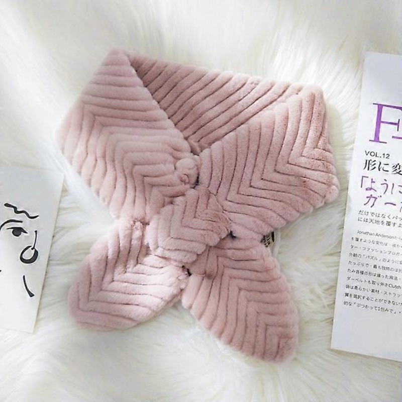 2020 Autumn and Winter Fur Collar Scarf Winter Women Warm Scarf Neck Protection All-Match and Cute Imitation Rex Rabbit Plush | Fruugo SG