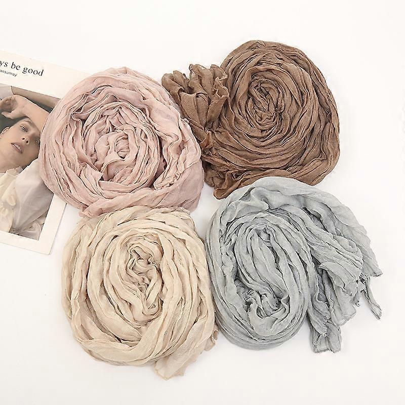 2021 Wrinkle Bubble Cotton Scarf Muslim Crinkle Hijab Scarf Women Shawl Turban Wrap Headband Solid Color Pleated Scarves | Fruugo SG