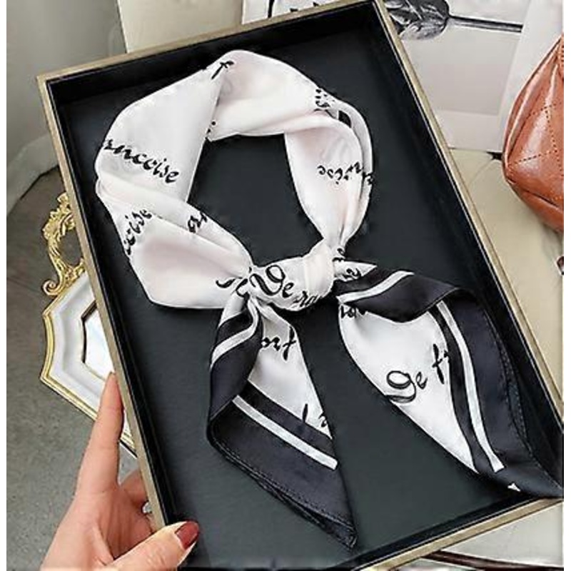 2023 new Yinglan characters-black side silk scarf female French lily decoration | Fruugo SG