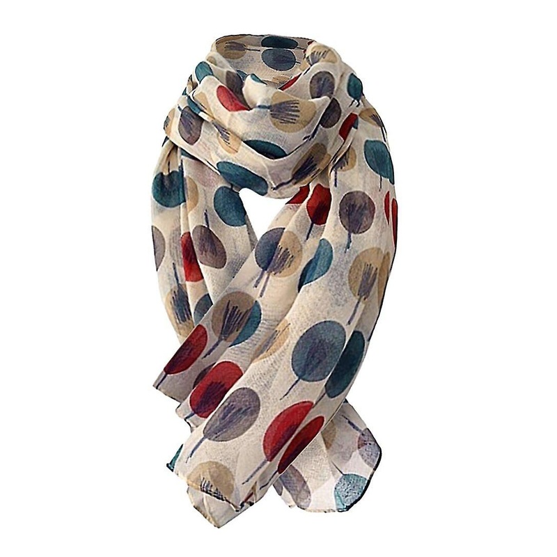 25# Polka Dot Chiffon Scarves Silk Scarf Fashion Women Sketch Trees Long Soft Wrap Scarf Shawl Scarves Beach Style Vintage Scarf | Fruugo SG