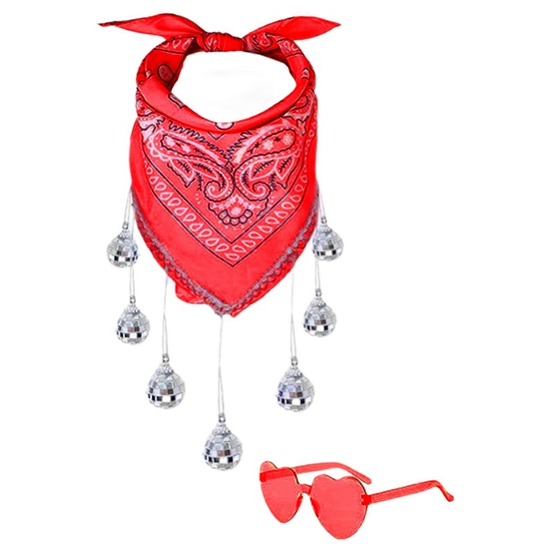 2pcs/set Cashew Flower Kerchief+Heart Sunglasses Cowboy Knitted Headscarf+Sunglasses for Hot Girls Photography Props  Red | Fruugo SG