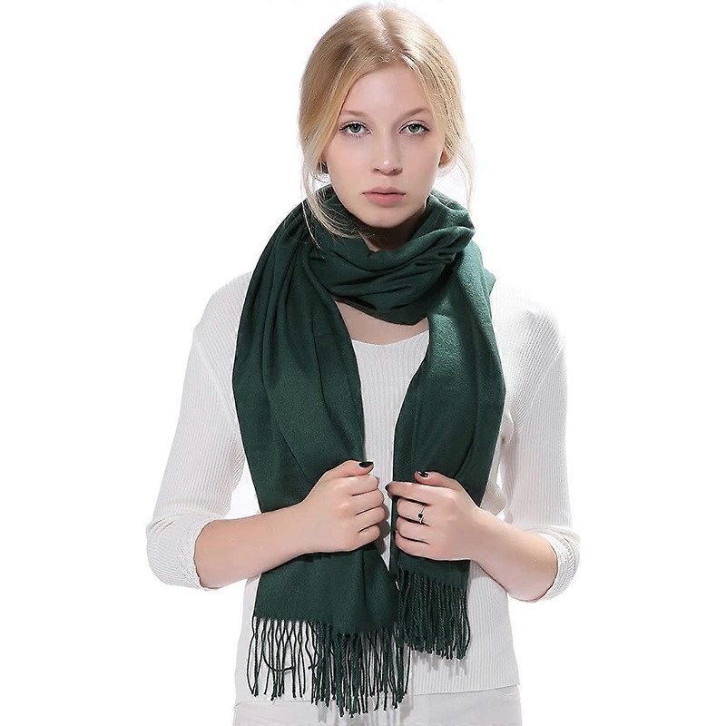 Cashmere Feel Blanket Scarf Super Soft with Tassel Solid Color Warm Shawl for Women Blackish Green – | Fruugo SG