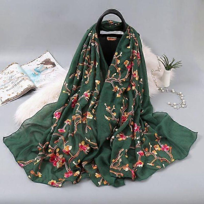 Cotton Embroidered Women Scarf Muslim Hijab Embroidery Beautiful Decorate Lady Warm Shawl Outdoor Beach Air Conditioning Towel | Fruugo SG