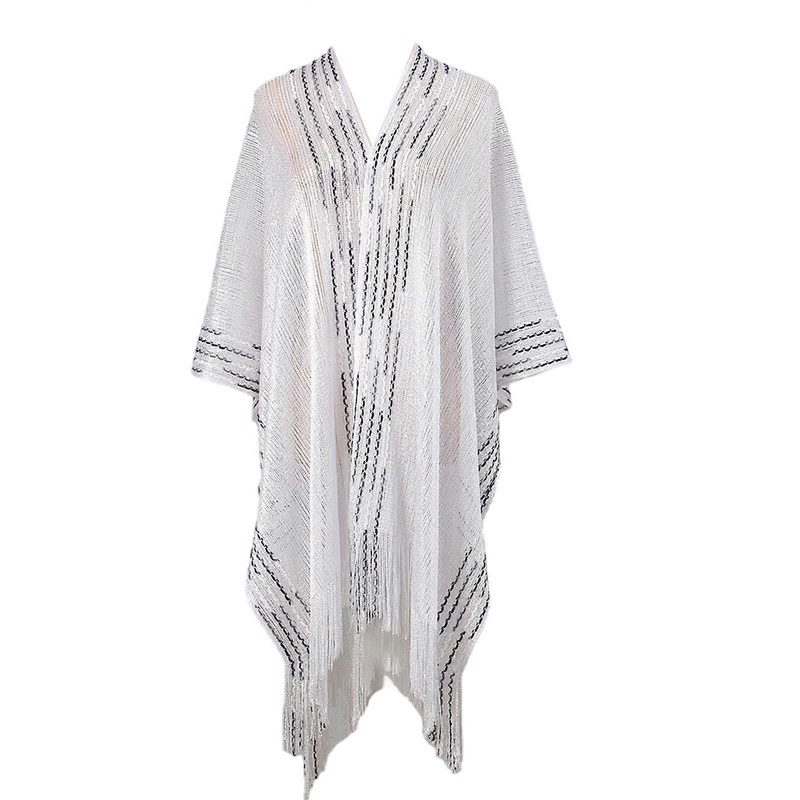 Elegant Sequined Cashmere Shawl Fringed Shoulder Wrap For Women Evening Dresses And Weddings With Sequined Design  White | Fruugo SG