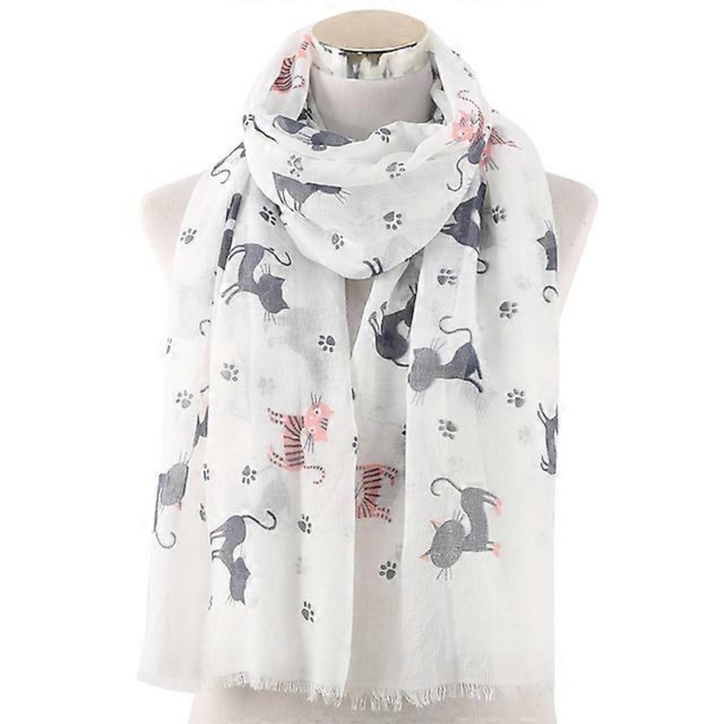 Fashion Cat Footprint Printing Woman Scarf Cotton Scarves Outdoors Relaxation Neckerchief Shawl Keep Warm To Prevent The Wind | Fruugo SG