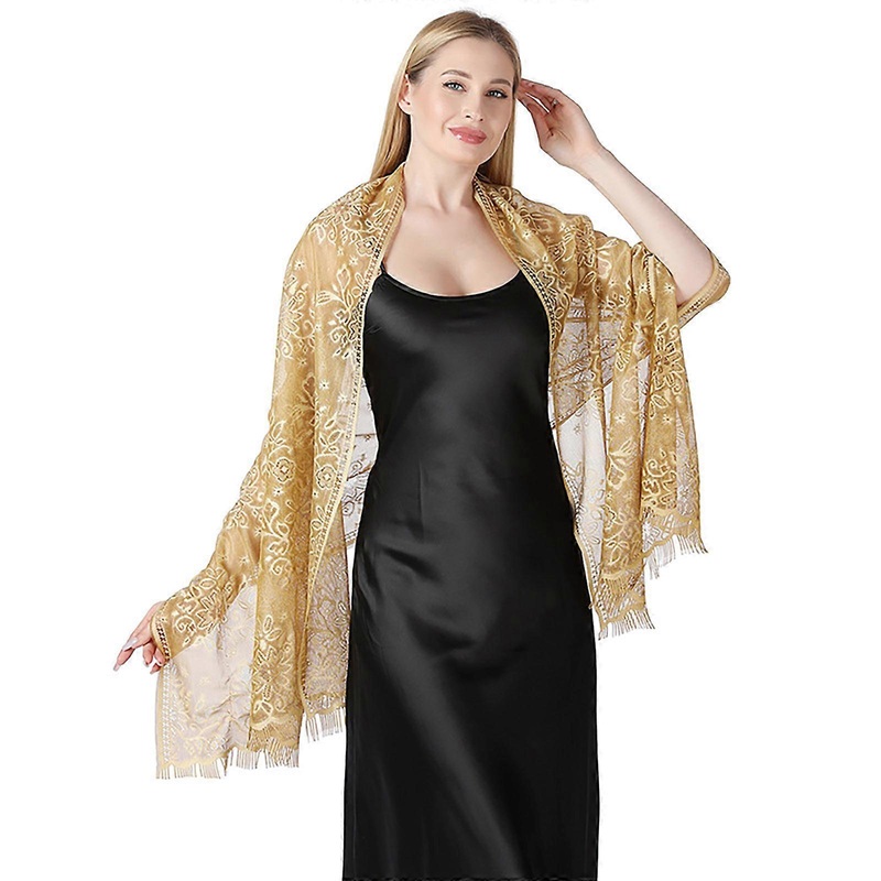 Fashionable Mantilla Wedding Party Shawl for Woman Lace Trim Wrap Casual Scarves Shawl Wrap Foulard Female Mantilla  Gold | Fruugo SG