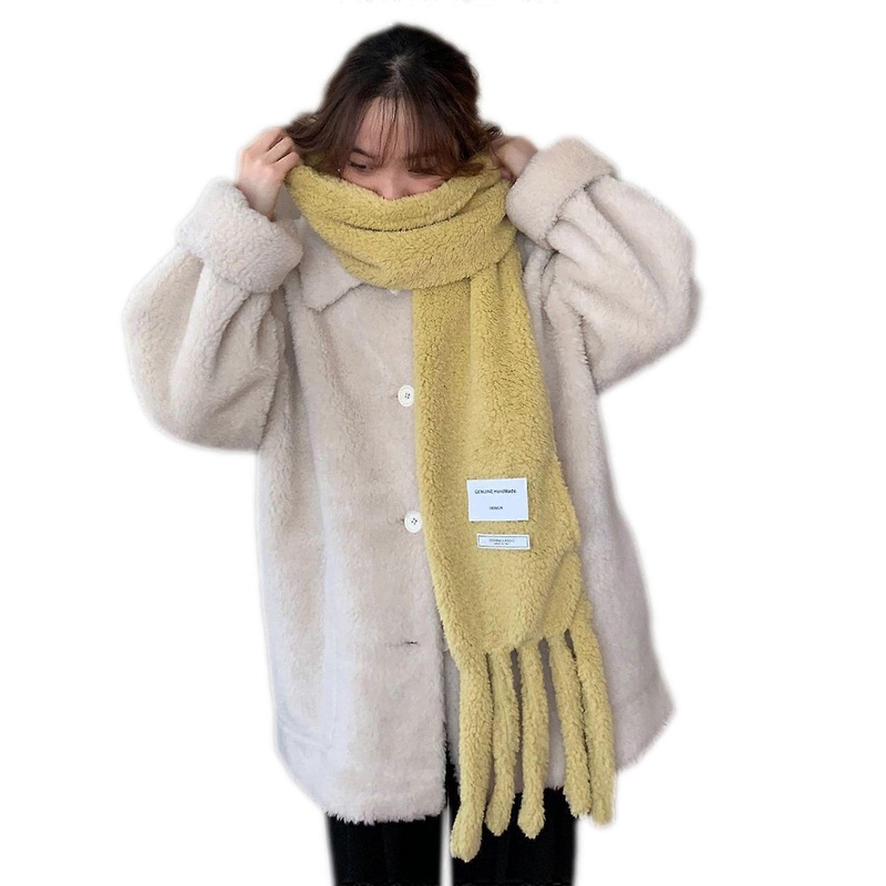Fleece Plush Scarf With Pocket Octopus Scarf Neck Warmer Casual Scarf With Tassels For Women Solid Color Scarf  Yellow | Fruugo SG