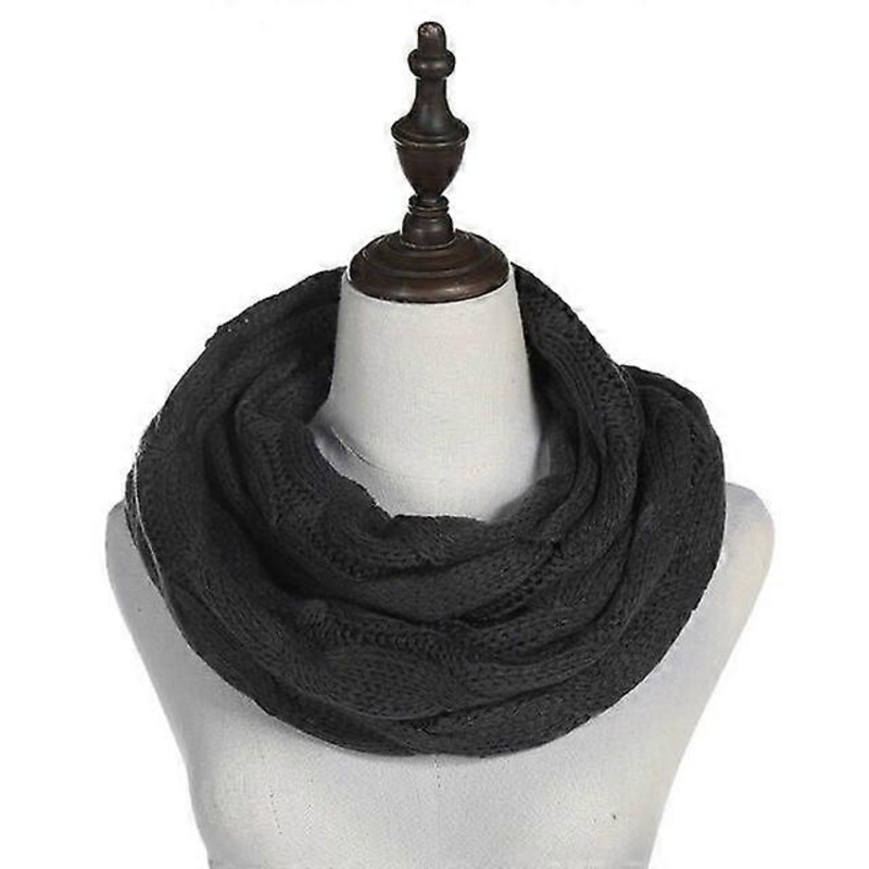 New women solid color cable knitting wool snood infinity scarf winter neck warmer cowl collar circle scarves AC041 | Fruugo SG