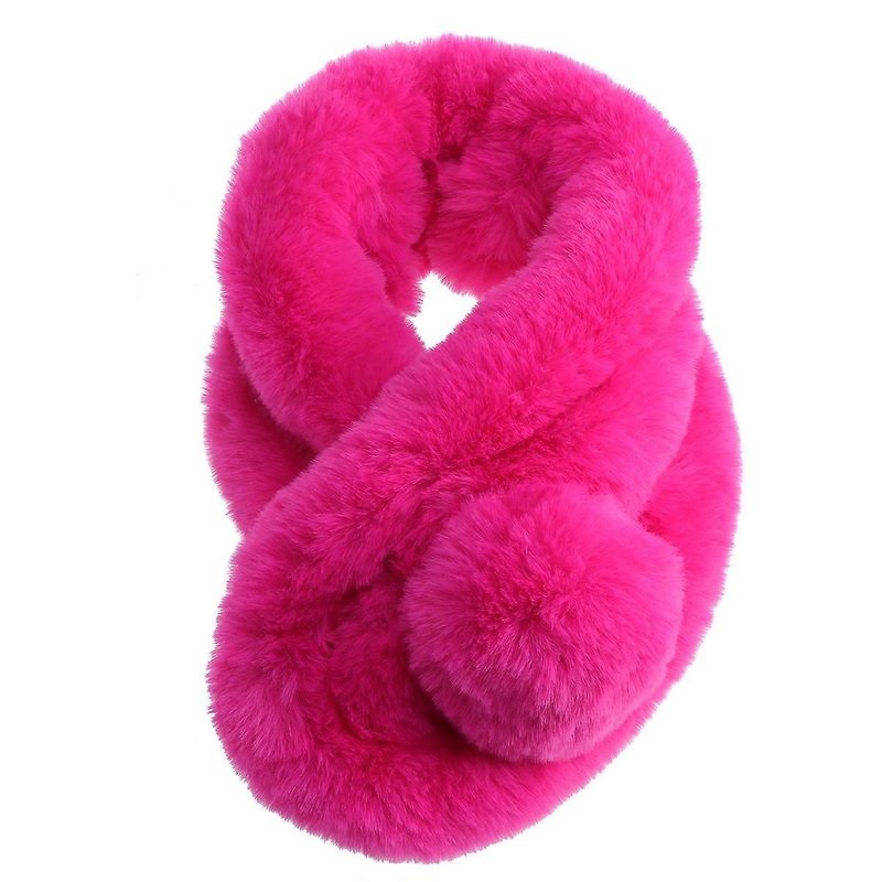 Scarves For Women Winter Warm Keeping Simple Design Faux Rabbit Ring Scarf Rose Red 67x14x3cm Lightweight 1Set | Fruugo SG