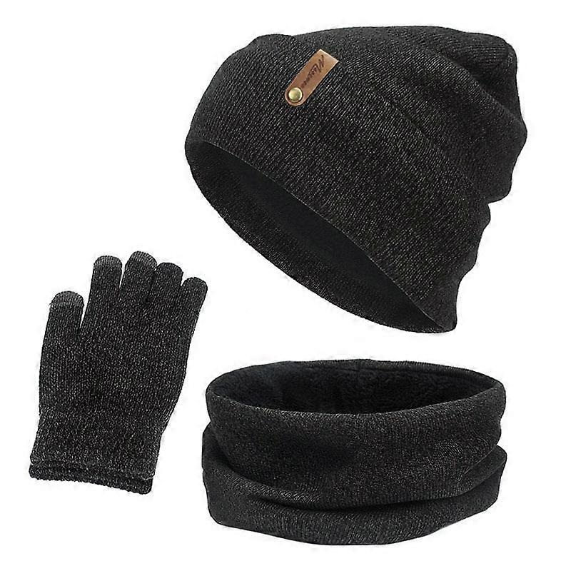 Unisex Beanies Hat Ring Scarf Gloves Set Winter Knitted Thick Warm Cap Women Men | Fruugo SG