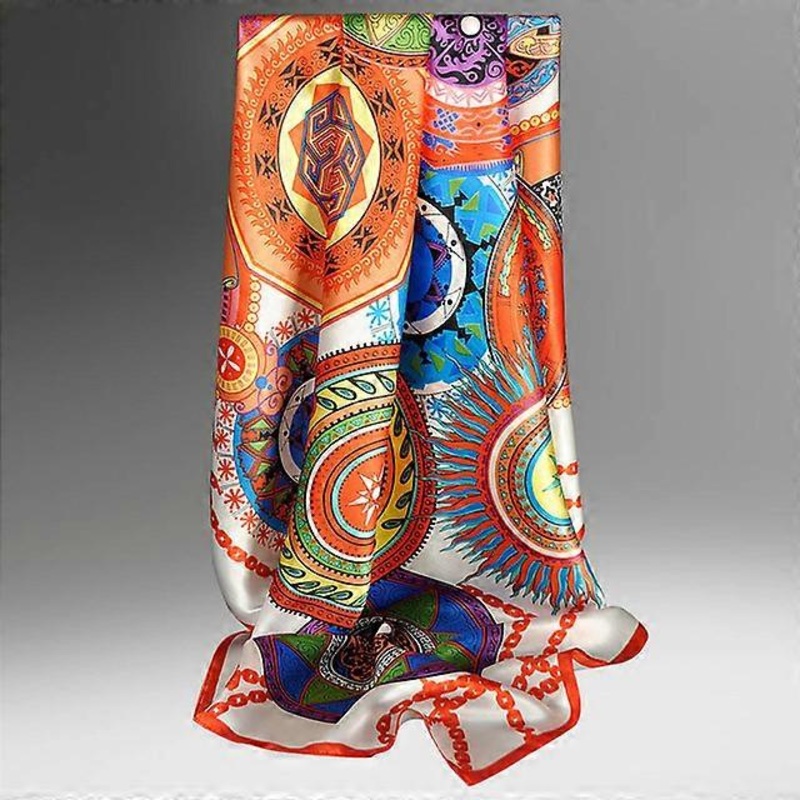 Women 100% Real Silk Square Scarf 2021 Hangzhou Neck Scarf Large Neckerchief for Ladies Print Bandana Square Silk Scarf 90*90cm | Fruugo SG