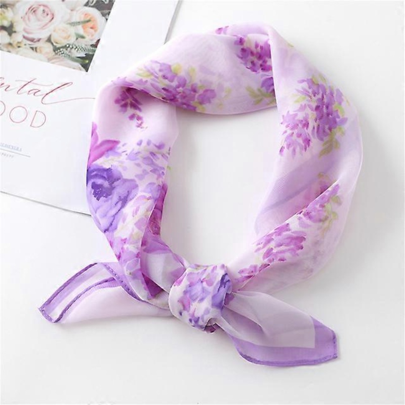 Women Chiffon Hair Scarf Square Neck Scarves  Handle Tie Foulard Lady Neckerchief Bandana Shawls and Wraps | Fruugo SG