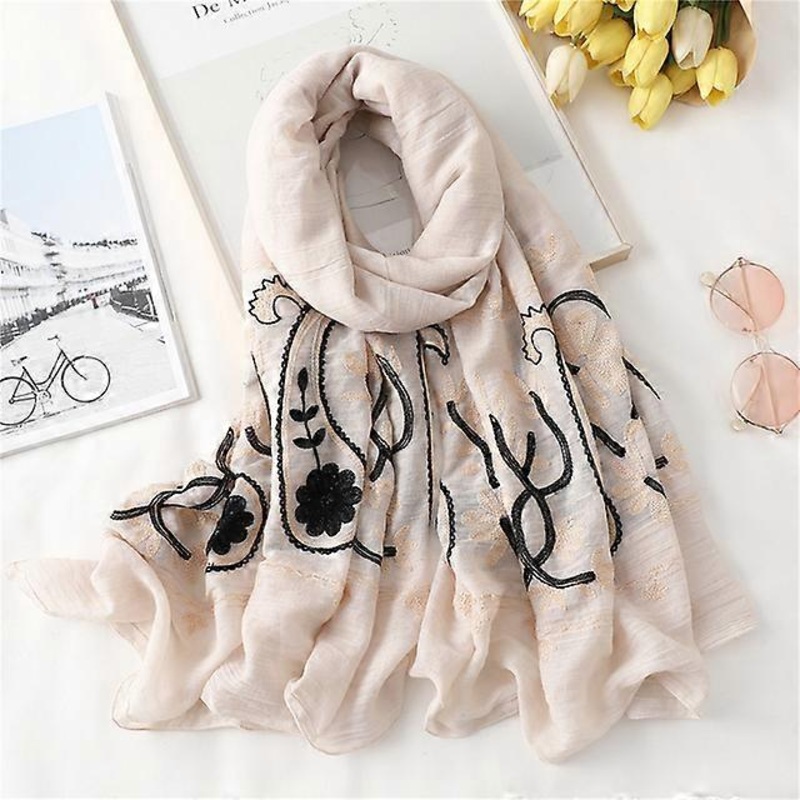 Women Cotton Scarf Embroidery Solid Hijab Pashmina Foulard Shawl Lady Wrap Warm Bandana Scarves 2022 New Headband Stoles | Fruugo SG