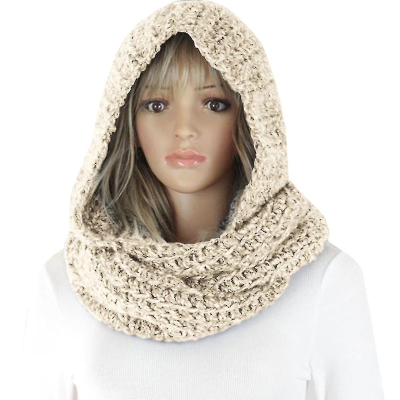 Womens Knitted Wrap Circle Loop Hooded Scarf Neck Warm | Fruugo SG