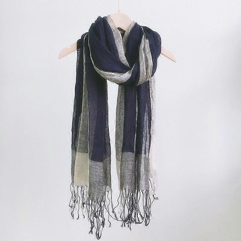 Cotton or linen scarf light shawl unisex, perfect gift for anyone,navy blue | Fruugo SG