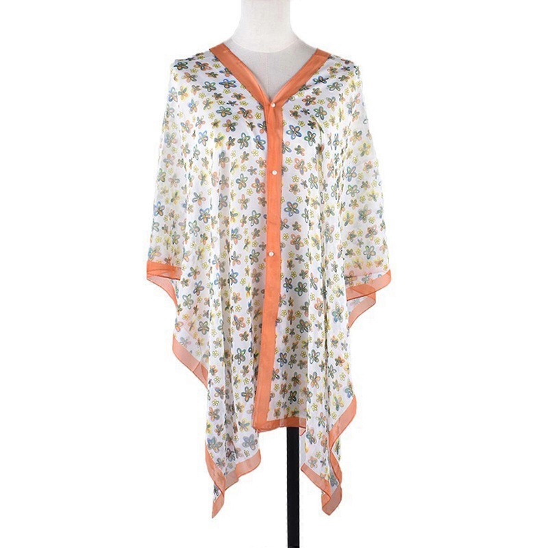 Delicate Shawl for Woman Outdoor Camping Lightweight Shawls Wedding Flower Print Scarf Summer Spring Sunproof Scarf  Orange | Fruugo SG