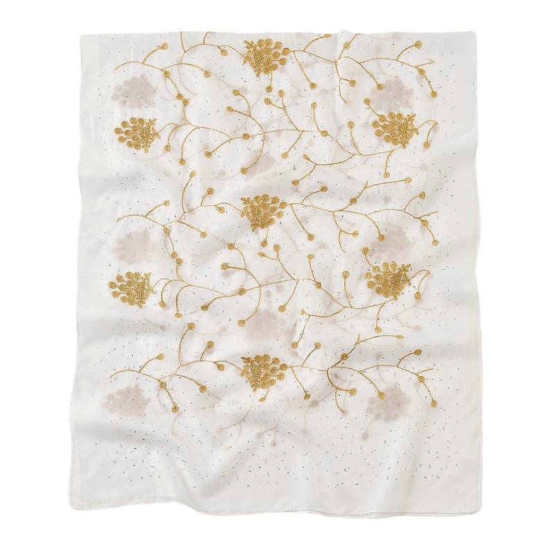 Elegant 3D Embroidery Flower Hijab Scarf With Hot Drilling Design Breathable Shoulder Wrap For Women Various Event  White | Fruugo SG