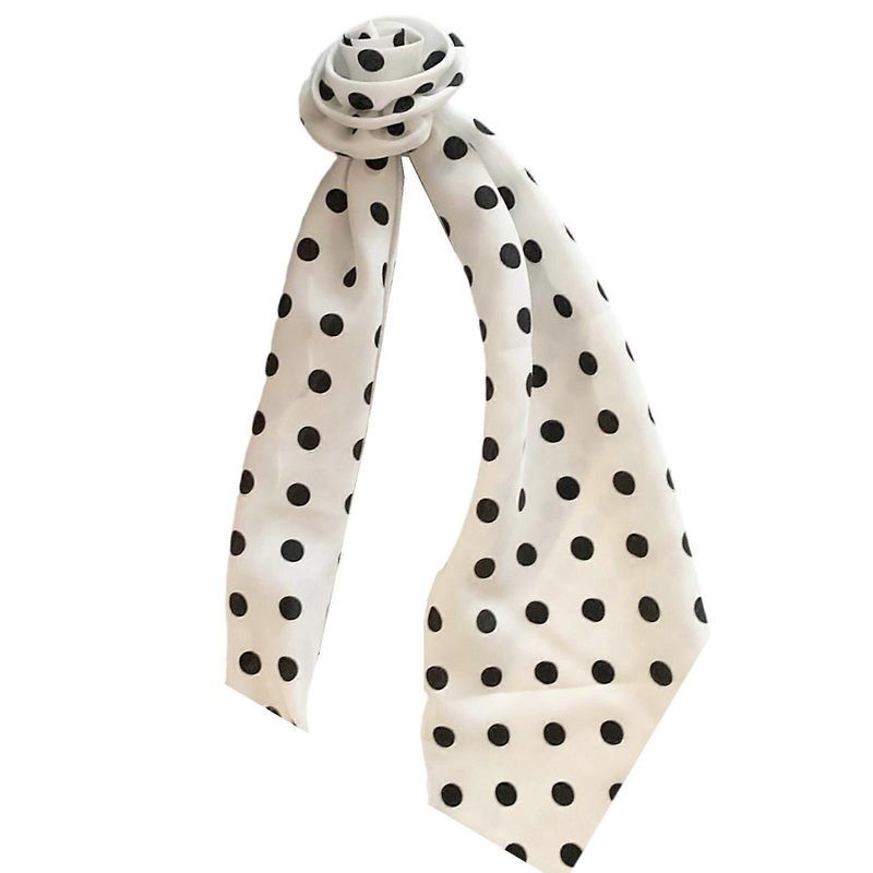 Elegant Long Round Dot Rose Pattern Scarf Silk Feel Neckerchief Feature Soft Touch for Women Fashion Accessory  White | Fruugo SG
