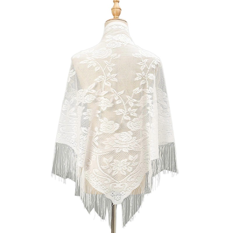 Lace Flower Pattern Shawl Comfortable Sheer Shoulder Wrap Triangular Shawl for Trendy Women All Age Vacation Casual Wear  White | Fruugo SG