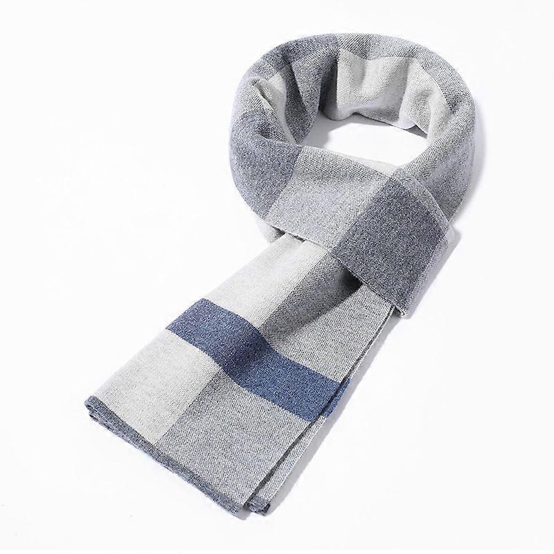 Men’s 100% Australian Soft Wool Knit Plaid Thermal Scarf with Gift Box,Gray | Fruugo SG