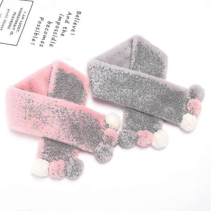 Scarves Winter Cute Children Scarf Boy Girls Scarves Fur Collar Scarf,pink And Gray | Fruugo SG