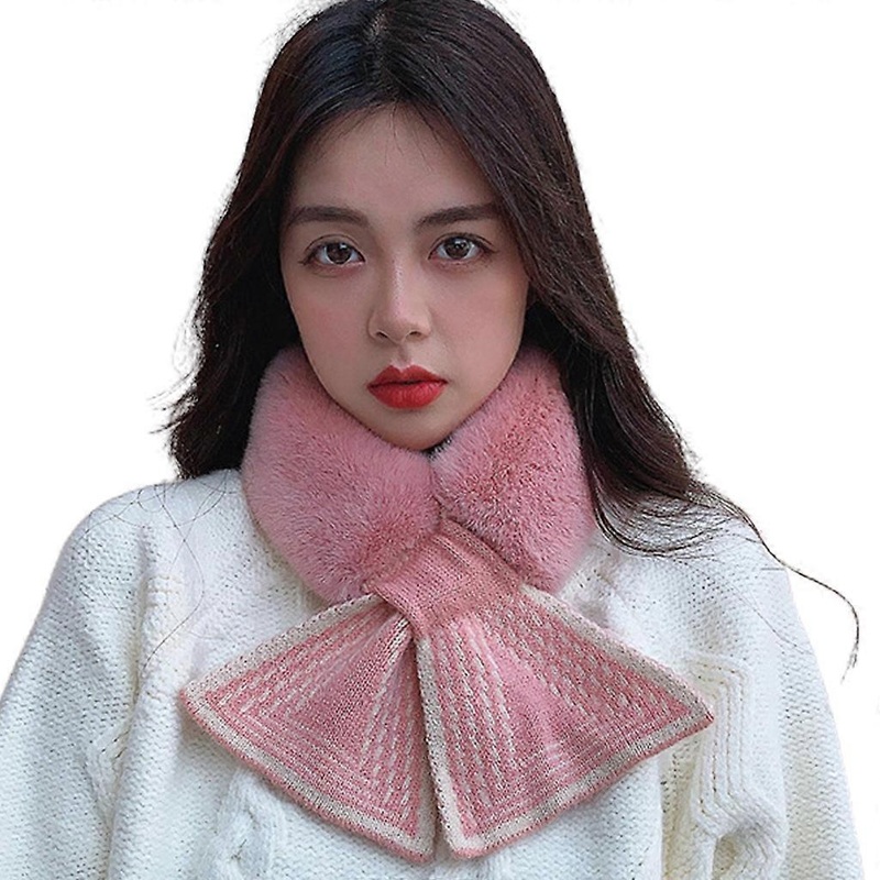 Soft Women Faux Rabbit Fur Collar Scarf Plush Neck Warmer Winter Scarves Wrap Girls Elegant Faux Fur Collar Scarf  Pink | Fruugo SG