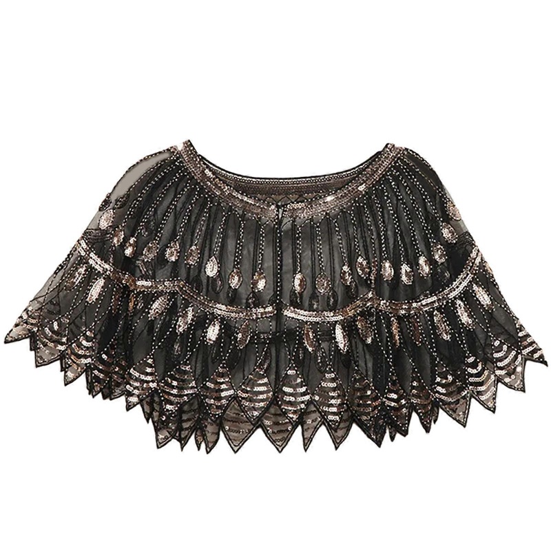 Stylish Sequins Beaded Shawl Vintage Styles Capes Elegant Retros Styles Ponchos for Bride and Parties  black gold | Fruugo SG
