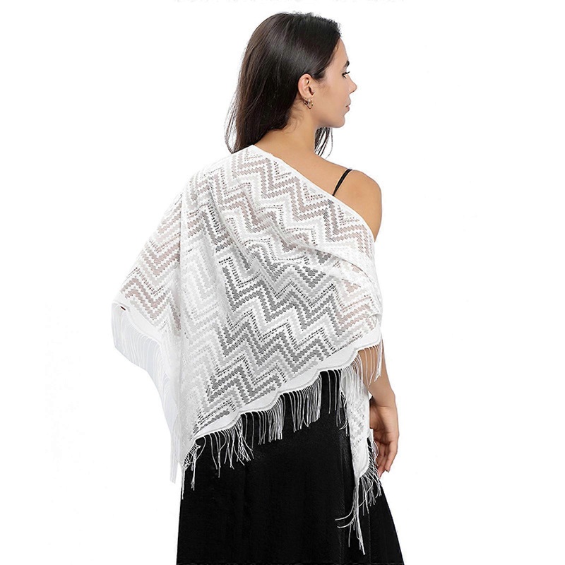 Stylish Triangle Lace Scarf Shoulder Wrap for Women Daily Wear Fringed Shawl for Wedding Ceremonies and Evening Soirees  White | Fruugo SG