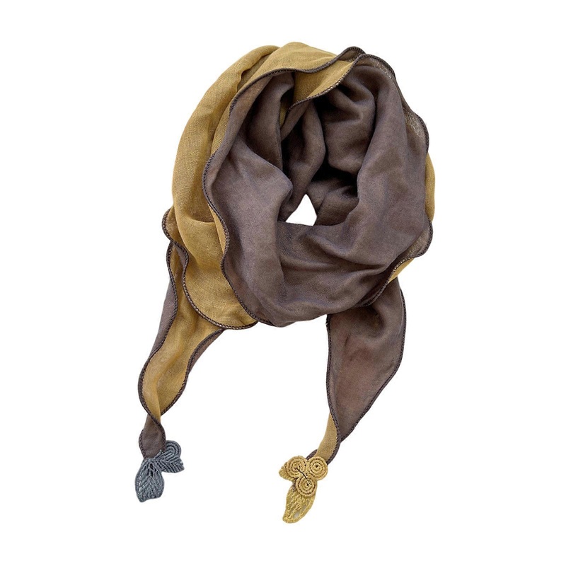 Vintage Charm Two Tone Cotton Linen Bandana Scarf Women’s Winter Headscarf Warm Breathable Double Layer Design Shawl  Yellow grey | Fruugo SG