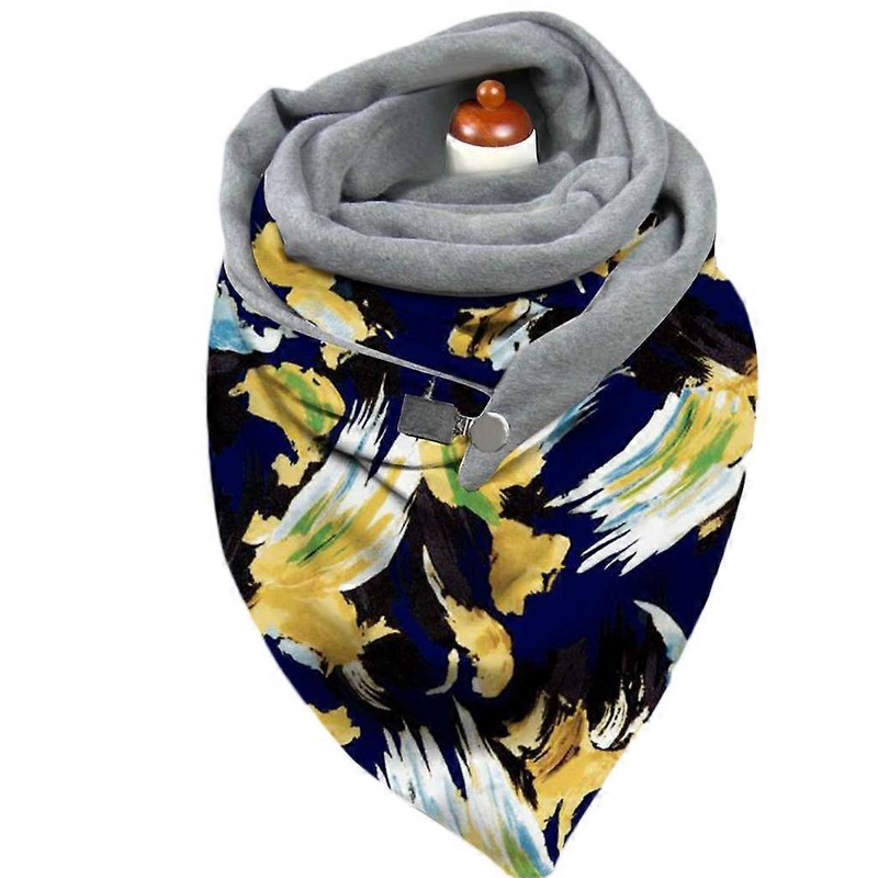 Winter Plush Lined for Triangle Scarf with Clip for Butterfly Print Warm Shawl B  Navy blue leaves | Fruugo SG
