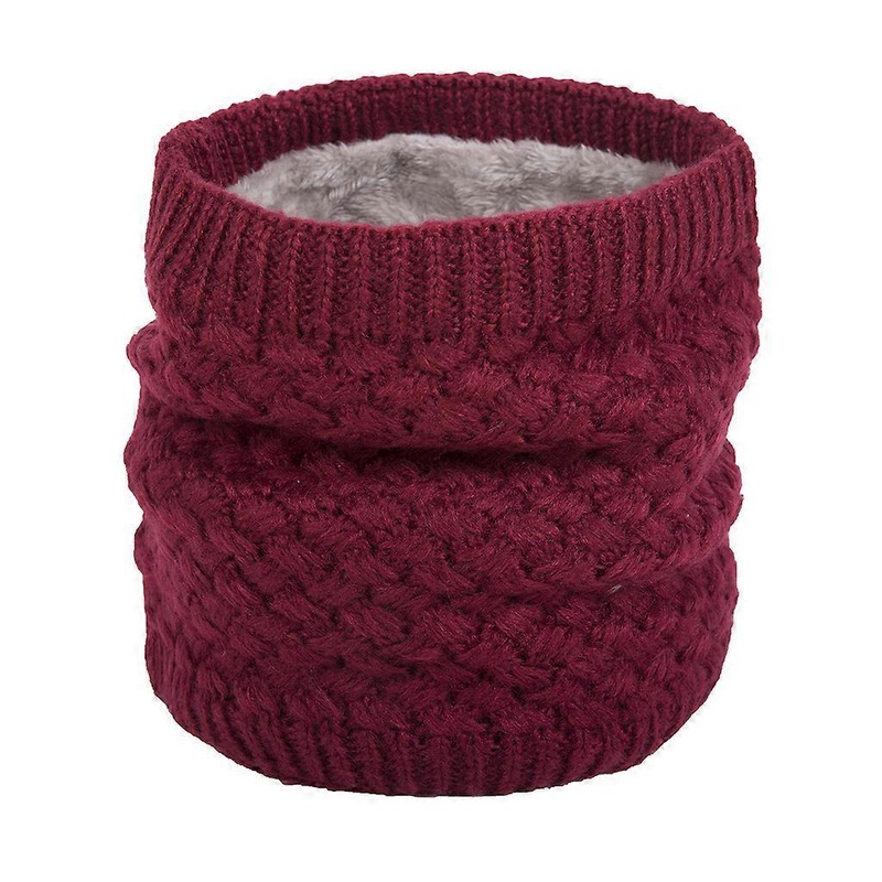 Winter Plush Lined Neck Warmer Gaiter Rhombus Knit Windproof Circle Loop Scarf  Wine Red | Fruugo SG