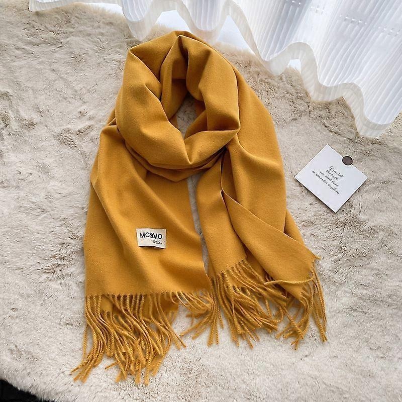 Women’s Thick Soft Wool Cashmere Shawl Scarf – Warm Solid Shawl-Turmeric | Fruugo SG