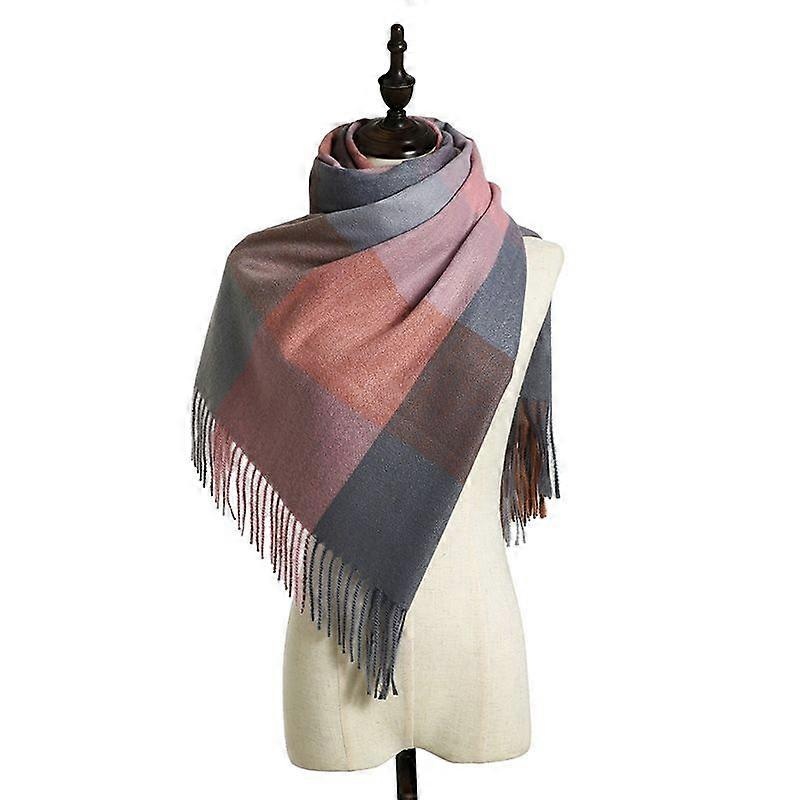 Women Scarves Winter Long Soft Warm Tartan Check Wraps Wool Spinning Tassel Shawl Stole Scarf Ladies,Pink | Fruugo SG