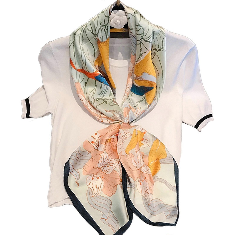 90x90cm Fashion Color Matching Printed Scarf Women Silk Satin Hijab Scarf Luxury Square Shawl Headband Bandanas Turban for Head Wrap Scarves for | Fruugo SG