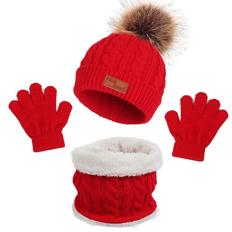 Children’s Hat Scarf Gloves Three-piece Set Autumn And Winter New Single Ball Baby Hat | Fruugo SG