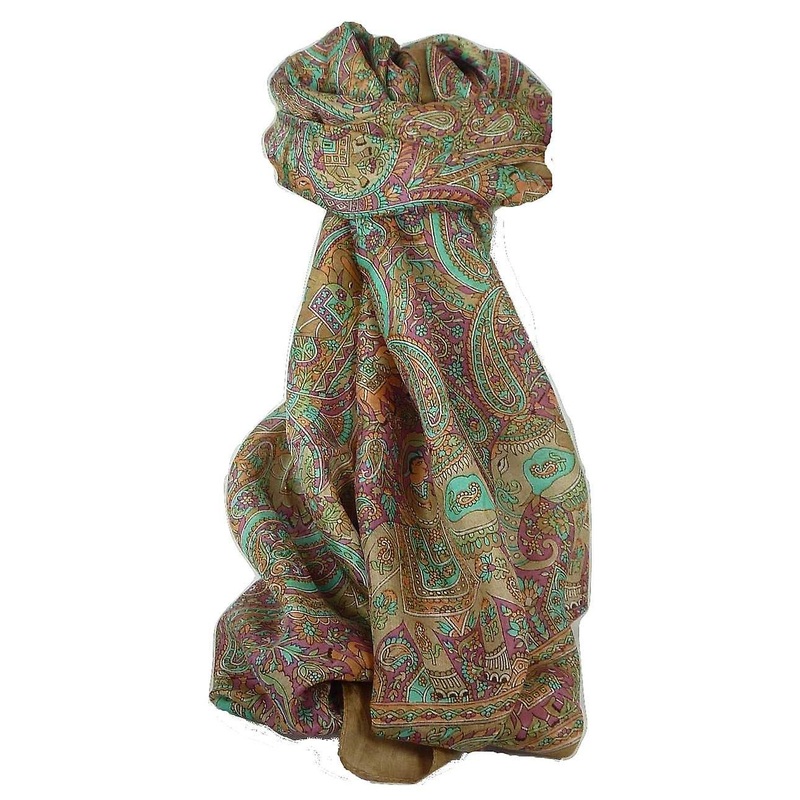 Classic Paisley Long Scarf Mulberry Silk Modi Sienna by Pashmina & Silk | Fruugo SG