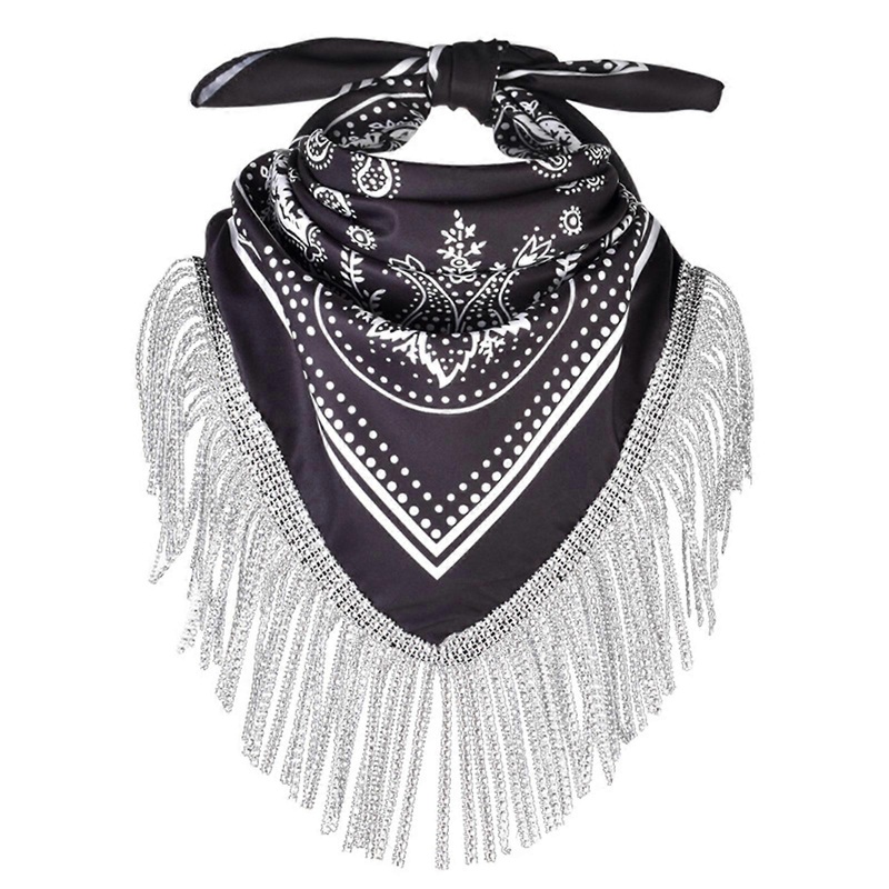 Cowboys Bandanas Cowgirl Bandanas Rhinestones Fringe Paisley Scarf Rhinestones Neckerchief Bachelorette Bandanas Shawl  Black | Fruugo SG
