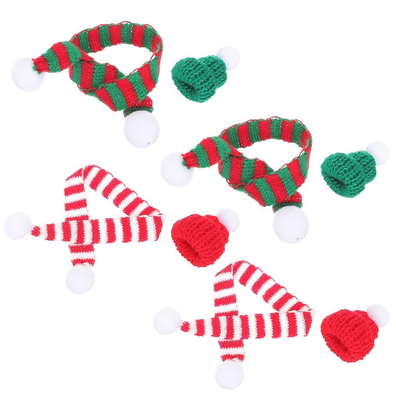 Mini Craft Knit Bottle Hat And Scarf For Dolls Holiday Embellishment Green 8Pcs | Fruugo SG