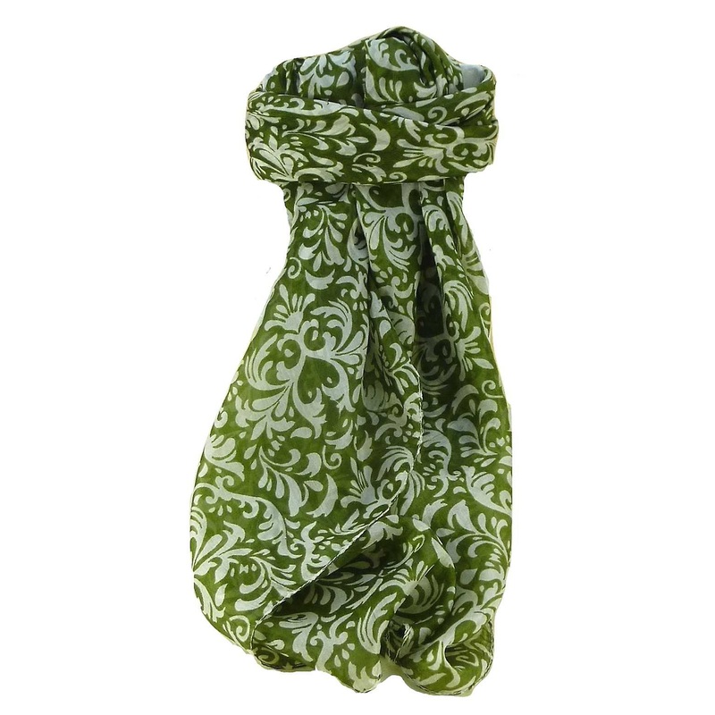 Mulberry Silk Contemporary Square Scarf Akola Sage by Pashmina & Silk | Fruugo SG