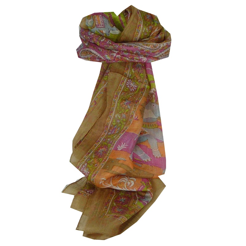 Mulberry Silk Traditional Long Scarf Bahan Chestnut by Pashmina & Silk | Fruugo SG