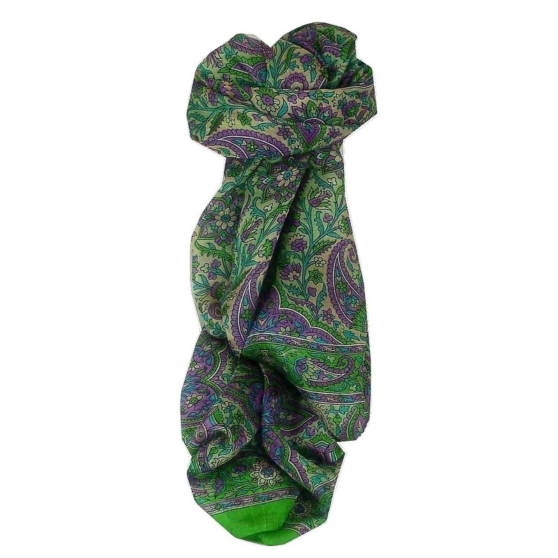 Mulberry Silk Traditional Long Scarf Kera Lime by Pashmina & Silk | Fruugo SG