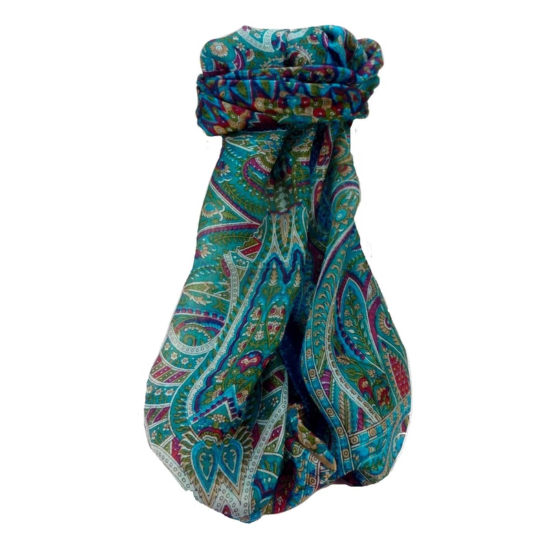 Mulberry Silk Traditional Long Scarf Ramash Aqua by Pashmina & Silk | Fruugo SG