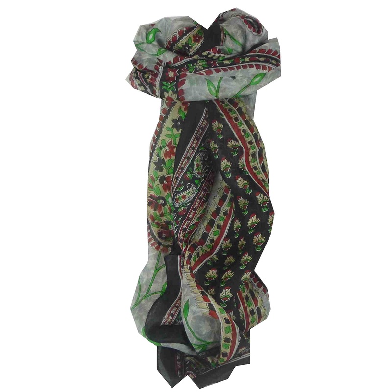 Mulberry Silk Traditional Long Scarf Sonja Black by Pashmina & Silk | Fruugo SG