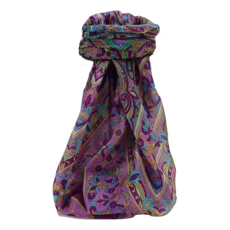 Mulberry Silk Traditional Square Scarf Alia Violet by Pashmina & Silk | Fruugo SG
