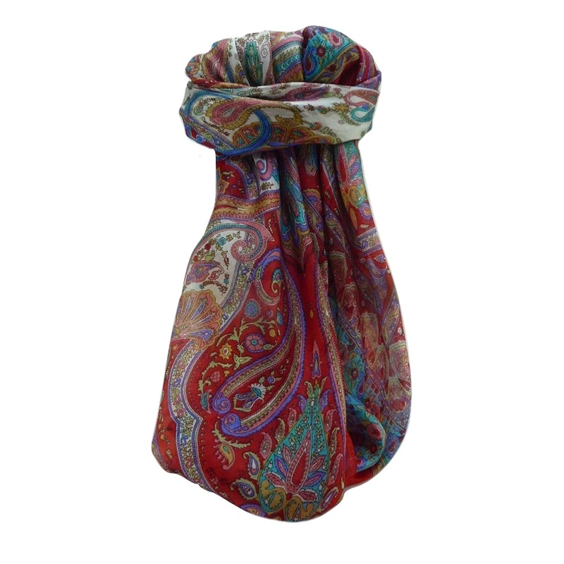 Mulberry Silk Traditional Square Scarf Bina Scarlet by Pashmina & Silk | Fruugo SG