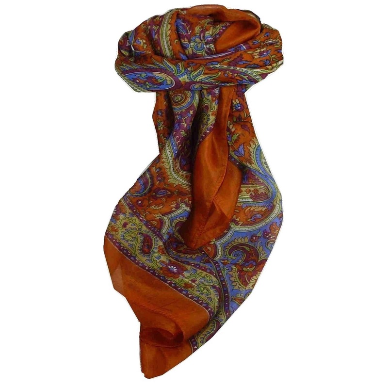 Mulberry Silk Traditional Square Scarf Kalinda Terracotta by Pashmina & Silk | Fruugo SG