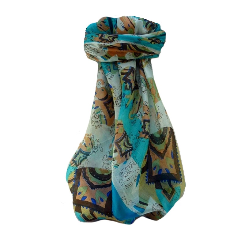 Mulberry Silk Traditional Square Scarf Lakshmi Aqua by Pashmina & Silk | Fruugo SG