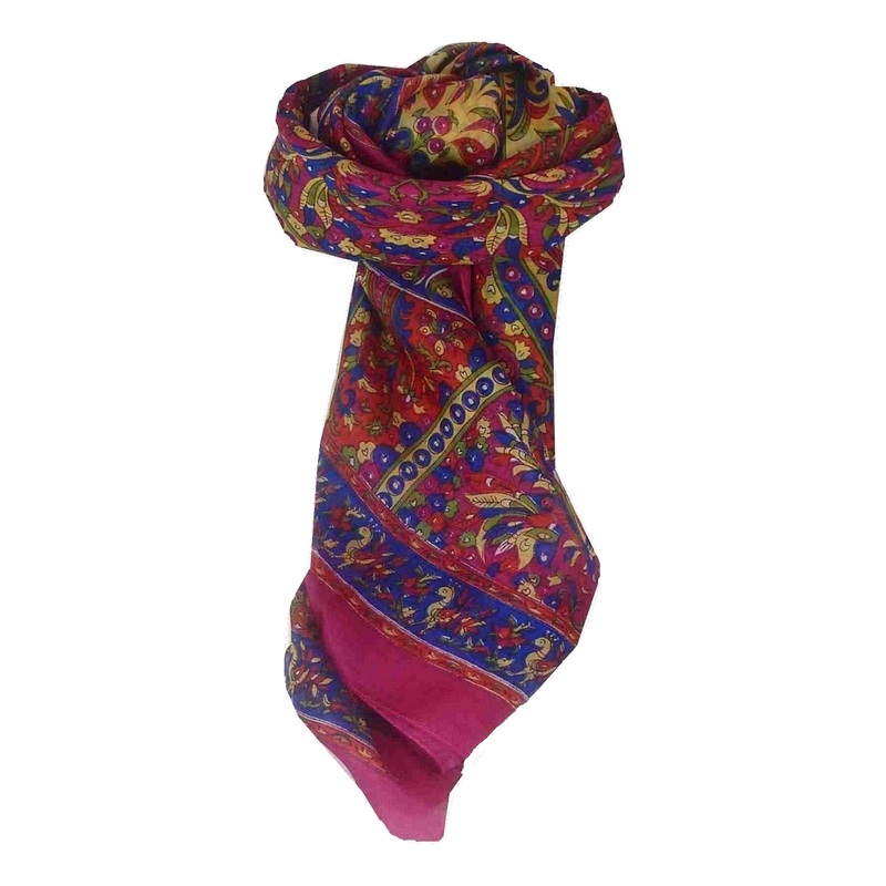 Mulberry Silk Traditional Square Scarf Leh Pink by Pashmina & Silk | Fruugo SG