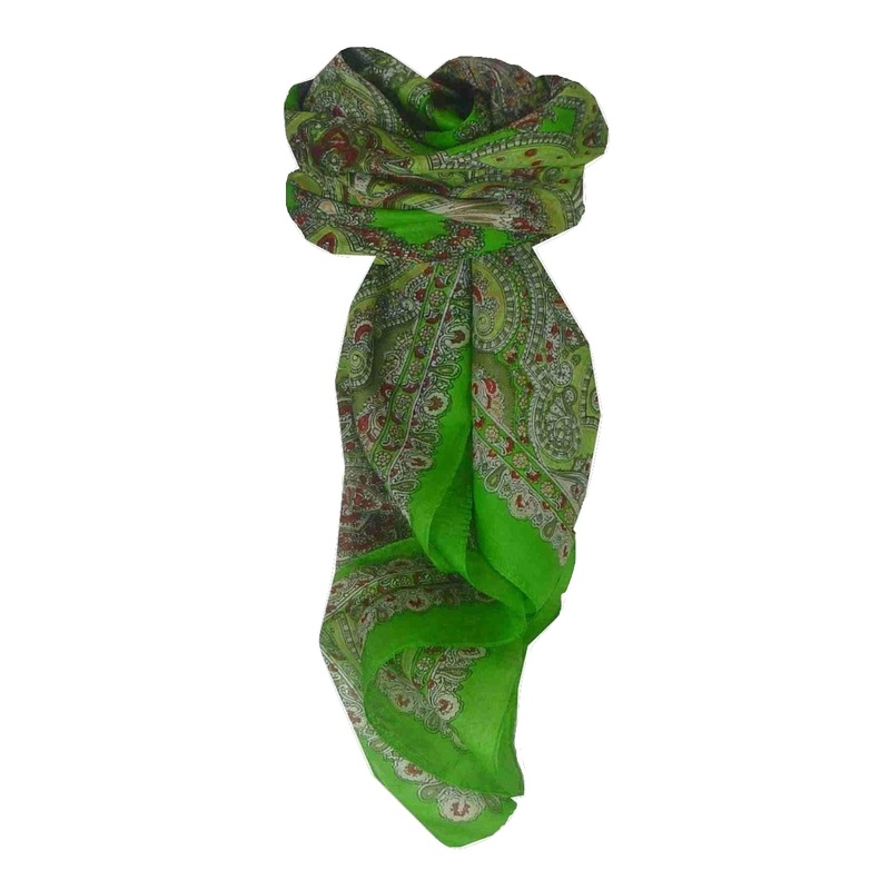 Mulberry Silk Traditional Square Scarf Madras Green by Pashmina & Silk | Fruugo SG