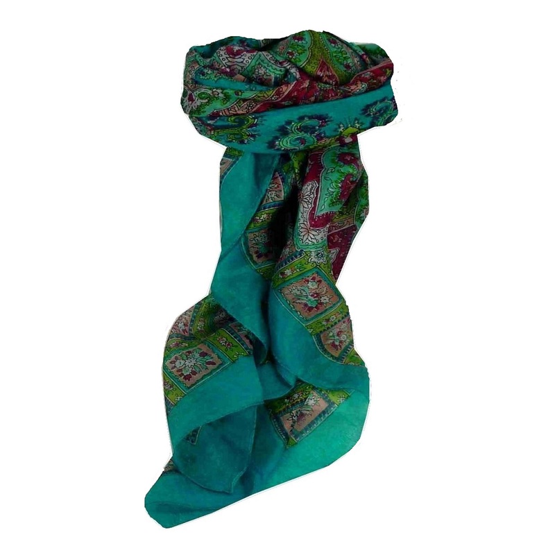 Mulberry Silk Traditional Square Scarf Nagal Aquamarine by Pashmina & Silk | Fruugo SG